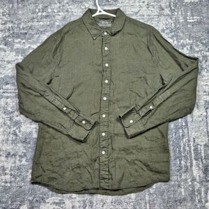 Thursday Boot Company Linen Button Up Shirt Mens L Green Athletic Fit Minimalist